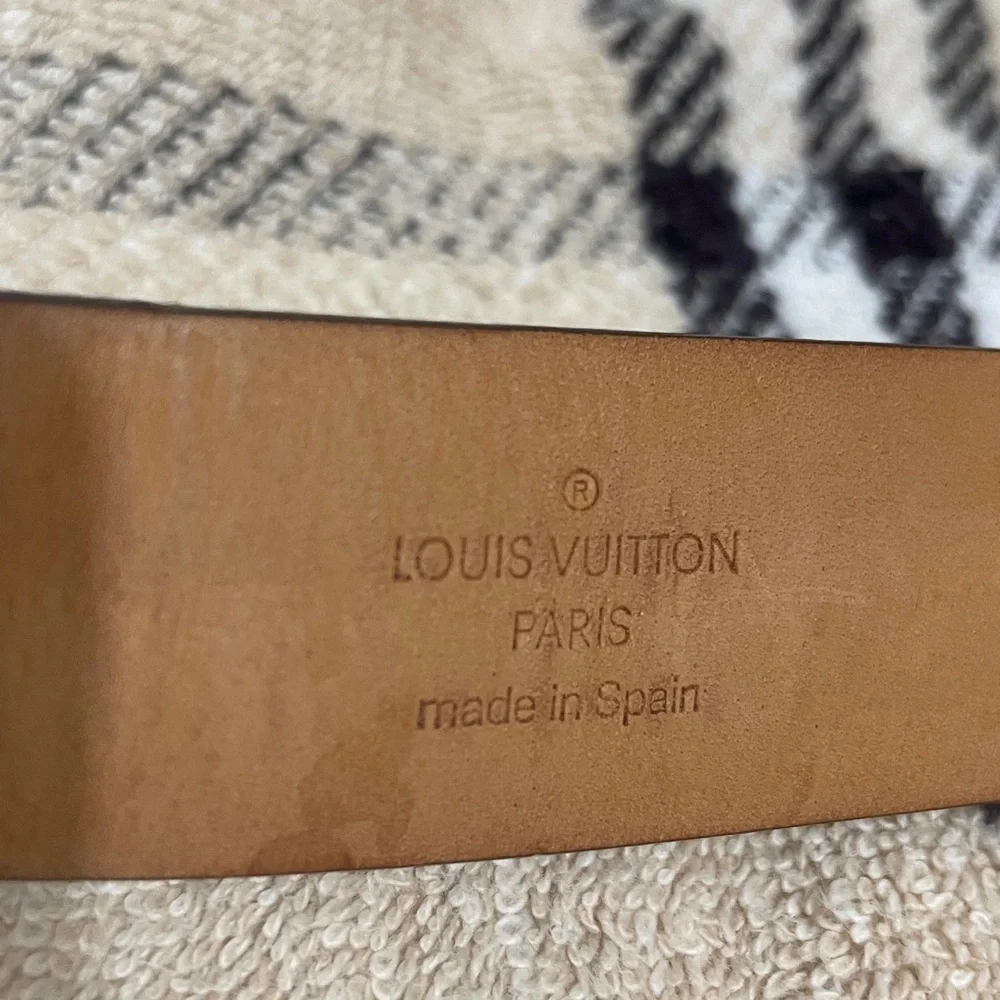 Louis Vuitton Dark Monogram Belt with Gold Buckle Unisex